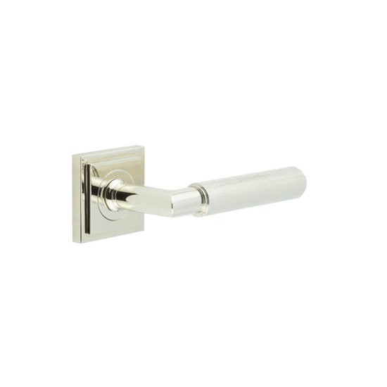 Frelan Burlington Piccadilly Door Handle on Square Stepped Outer Rose Polished Nickel BUR40KIT163 Consist of BUR40PN and BUR152PN