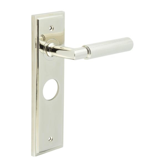 Frelan Burlington Piccadilly Door Handle on Bathroom Plate Polished Nickel BUR40KIT166 Consist of BUR40PN and BUR453PN