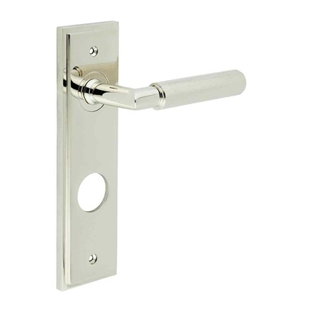 Frelan Burlington Piccadilly Door Handle on Din Bathroom Plate Polished Nickel BUR40KIT169 Consist of BUR40PN and BUR456PN