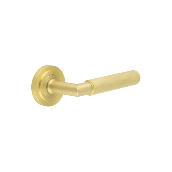 Frelan Burlington Piccadilly Door Handle on Stepped outer Rose Satin Brass BUR40KIT237 Consist of BUR40SB and BUR52SB