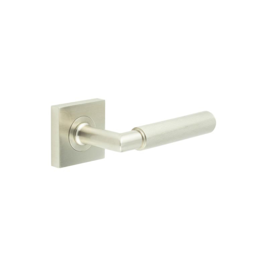 Frelan Burlington Piccadilly Door Handle on Square Plain Outer Rose Satin Nickel BUR40KIT318 Consist of BUR40SN and BUR150SN