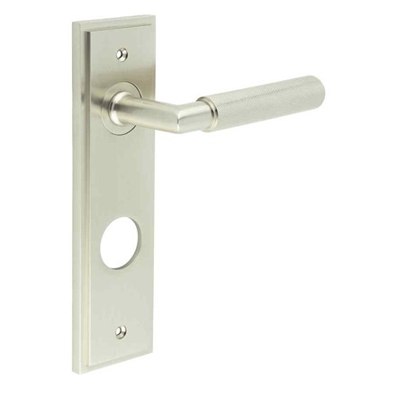 Frelan Burlington Piccadilly Door Handle on Din Bathroom Plate Satin Nickel BUR40KIT325 Consist of BUR40SN and BUR456SN