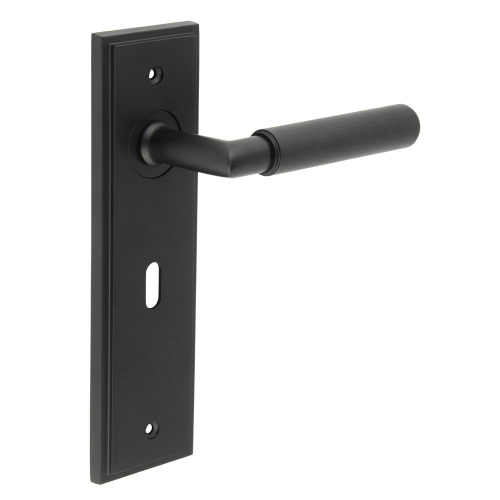 Burlington Piccadilly Lever on key Lock Plate Complete with BUR40MB + BUR451MB Matt Black