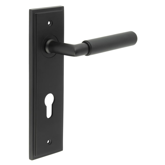 Burlington Piccadilly Lever on Euro DIN Lock Plate Complete BUR40MB + BUR455MB Matt Black
