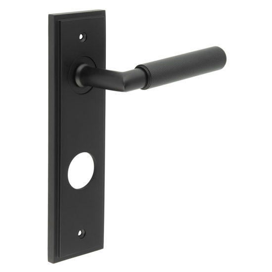 Burlington Piccadilly Lever on Bathroom DIN Lock Plate Complete BUR40MB + BUR456MB Matt Black
