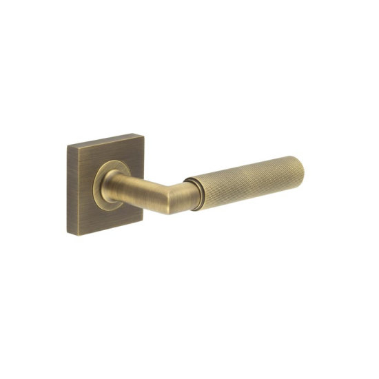 Frelan Burlington Piccadilly Door Handle on Square Plain Outer Rose Antique Brass BUR40KIT6 Consist of BUR40AB and BUR150AB