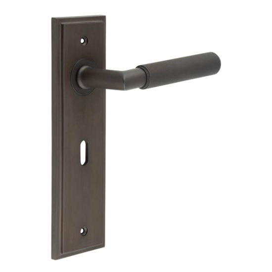 Frelan Burlington Piccadilly Door Handle on Standard Lock Plate Dark Bronze BUR40KIT87 Consist of BUR40DB and BUR451DB