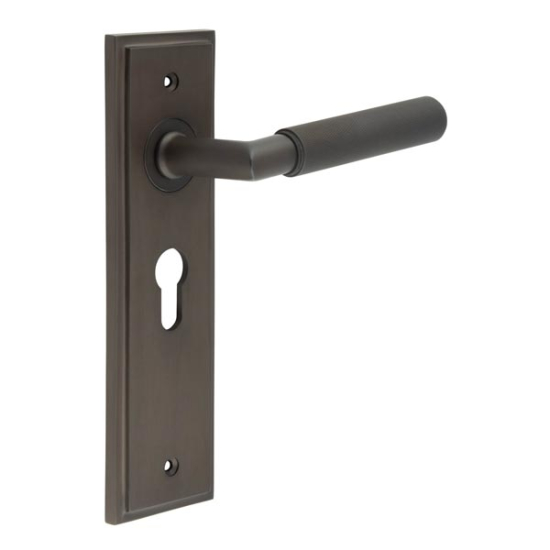 Frelan Burlington Piccadilly Door Handle on Euro Profile Lock Plate Dark Bronze BUR40KIT89 Consist of BUR40DB and BUR454DB