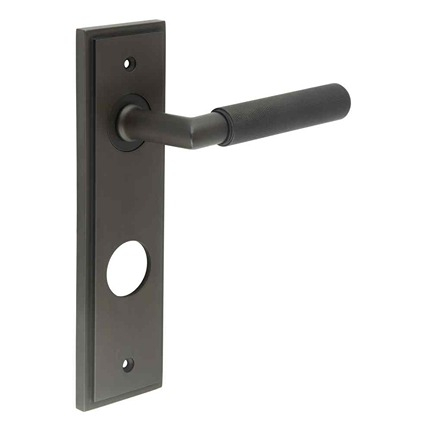 Frelan Burlington Piccadilly Door Handle on Din Bathroom Plate Dark Bronze BUR40KIT91 Consist of BUR40DB and BUR456DB