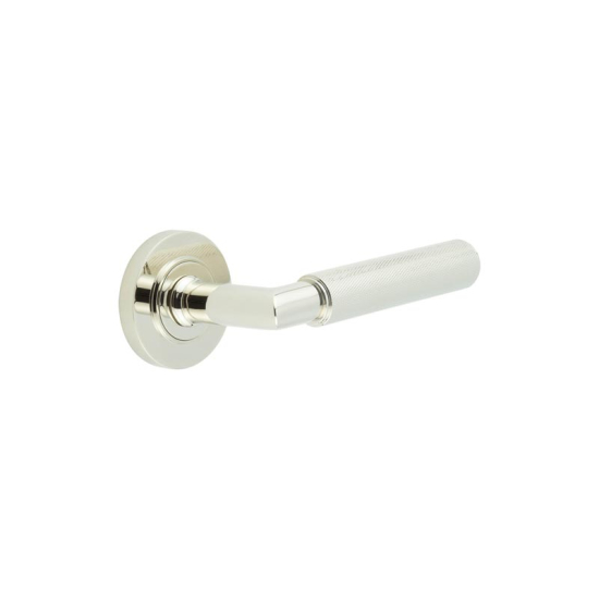 Frelan Burlington Piccadilly Door Handle on Plain outer Rose Polished Nickel BUR40KIT157 Consist of BUR40PN and BUR50PN