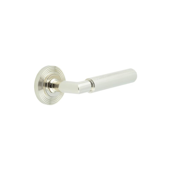 Frelan Burlington Piccadilly Door Handle on Reeded outer Rose Polished Nickel BUR40KIT160 Consist of BUR40PN and BUR53PN