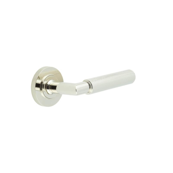 Frelan Burlington Piccadilly Door Handle on Knurled Outer Rose Polished Nickel BUR40KIT161 Consist of BUR40PN and BUR55PN