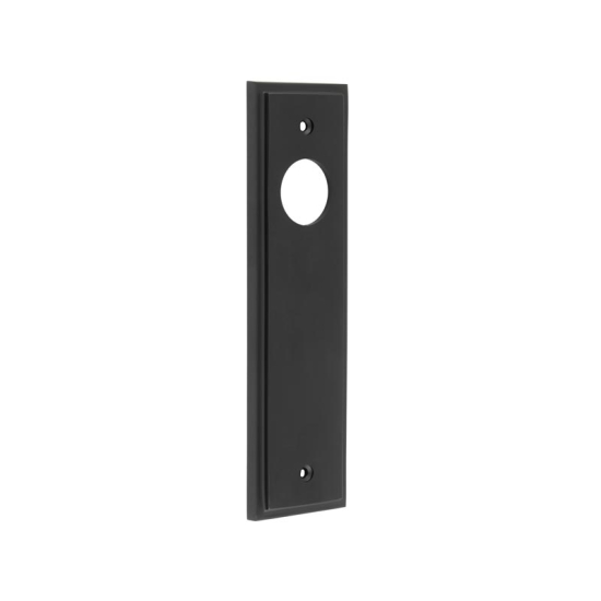 Frelan Burlington 200x55mm MB latch back plates for lever on rose BUR450MB Matt Black