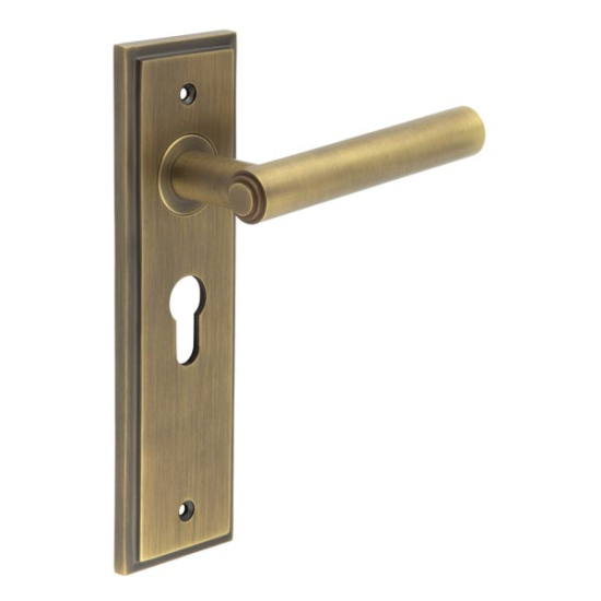 Frelan Burlington Richmond Lever on PlateEuro Profile Lock Plate Antique Brass BUR45KIT11 Consist of BUR45AB and BUR454AB