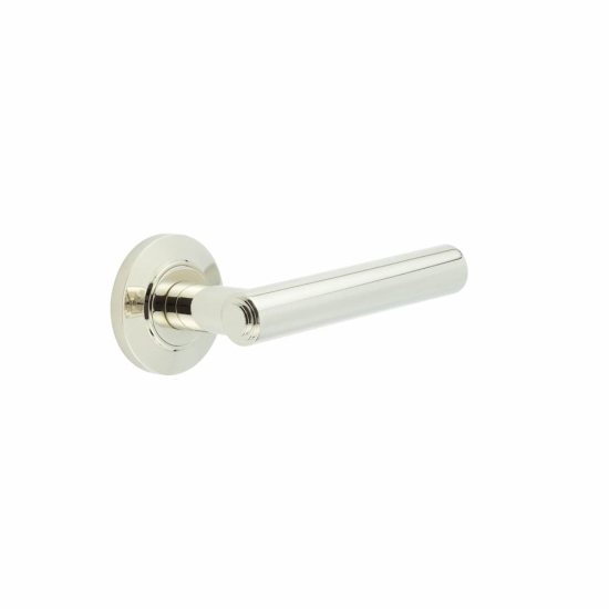 Frelan Burlington Richmond Door Handle on Chamfered outer Rose Polished Nickel BUR45KIT158 Consist of BUR45PN and BUR51PN