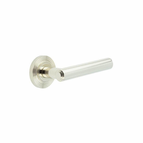 Frelan Burlington Richmond Door Handle on Reeded outer Rose Polished Nickel BUR45KIT160 Consist of BUR45PN and BUR53PN