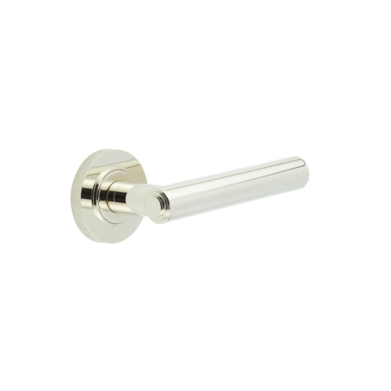 Frelan Burlington Richmond Door Handle on Knurled Outer Rose Polished Nickel BUR45KIT161 Consist of BUR45PN and BUR55PN