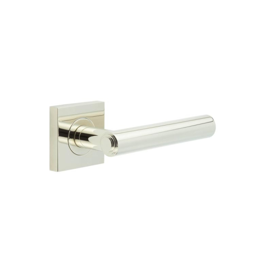 Frelan Burlington Richmond Door Handle on Square Plain Outer Rose Polished Nickel BUR45KIT162 Consist of BUR45PN and BUR150PN