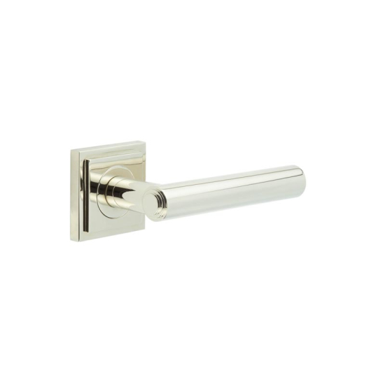 Frelan Burlington Richmond Door Handle on Square Stepped Outer Rose Polished Nickel BUR45KIT163 Consist of BUR45PN and BUR152PN