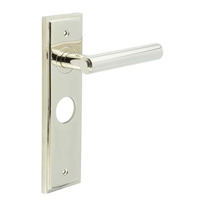 Frelan Burlington Richmond Door Handle on Bathroom Plate Polished Nickel BUR45KIT166 Consist of BUR45PN and BUR453PN