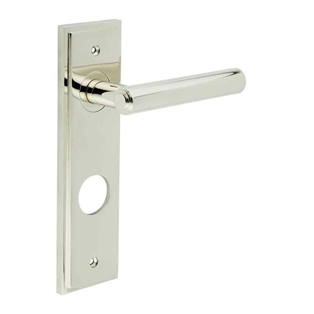 Frelan Burlington Richmond Door Handle on Din Bathroom Plate Polished Nickel BUR45KIT169 Consist of BUR45PN and BUR456PN