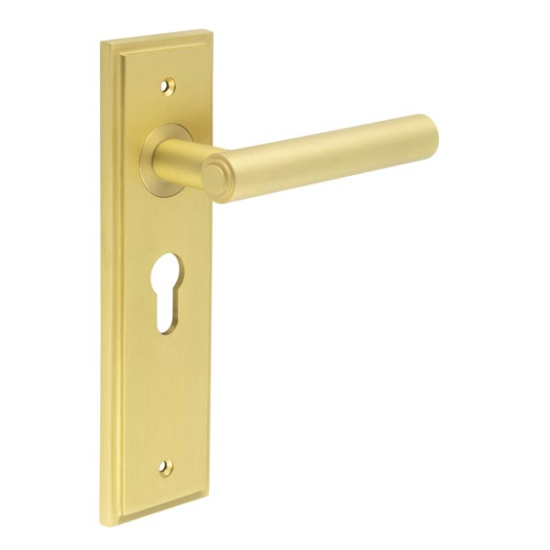 Frelan Burlington Richmond Lever on PlateEuro Profile Lock Plate Satin Brass BUR45KIT245 Consist of BUR45SB and BUR454SB
