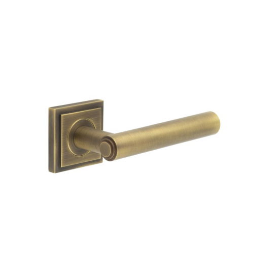 Frelan Burlington Richmond Door Handle on Square Stepped Outer Rose Antique Brass BUR45KIT7 Consist of BUR45AB and BUR152AB