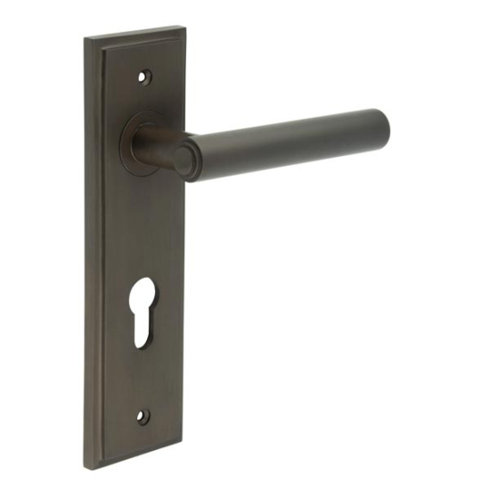 Frelan Burlington Richmond Lever on PlateDin Euro Profile Lock Plate Dark Bronze BUR45KIT90 Consist of BUR45DB and BUR455DB