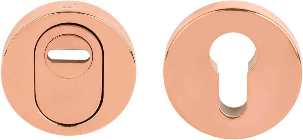 FORMANI BASICS BVEIL-KT solid security escutcheons with cylinder protection SKG*** PVD polished copper