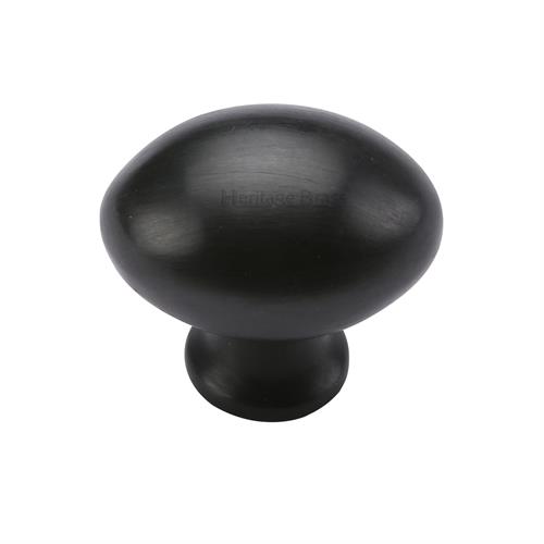 Heritage Brass C114 32-BKMT Cabinet Knob Victorian Oval Design 32mm Matt Black finish