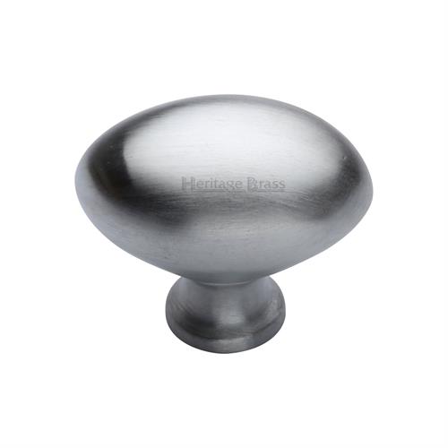 Heritage Brass C114 38-SC Cabinet Knob Oval Design 38mm Satin Chrome finish