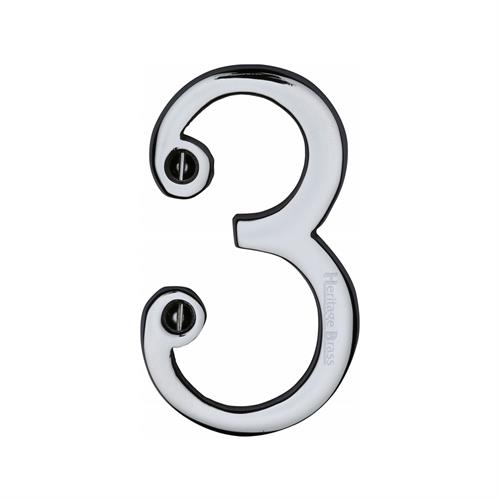 Heritage Brass C1560 3-PC Numeral 3 Face Fix 76mm (3) Polished Chrome finish