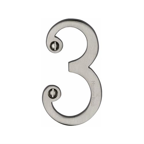 Heritage Brass C1560 3-SN Numeral 3 Face Fix 76mm (3) Satin Nickel finish