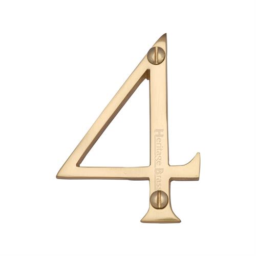 Heritage Brass C1560 4-PB Numeral 4 Face Fix 76mm (3) Polished Brass finish