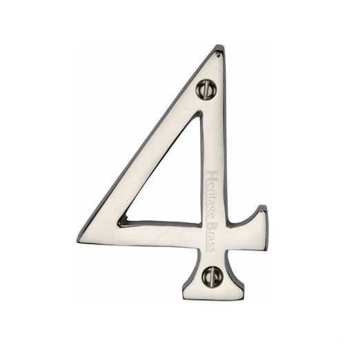Heritage Brass C1560 4-PNF Numeral 4 Face Fix 76mm (3) Polished Nickel finish