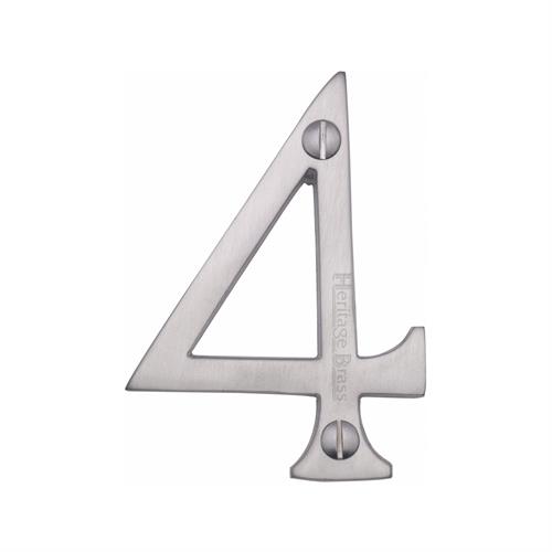 Heritage Brass C1560 4-SC Numeral 4 Face Fix 76mm (3) Satin Chrome finish