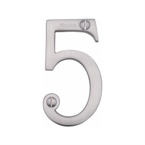 Heritage Brass C1560 5-SC Numeral 5 Face Fix 76mm (3) Satin Chrome finish