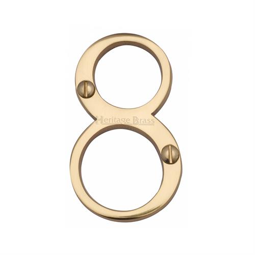 Heritage Brass C1560 8-PB Numeral 8 Face Fix 76mm (3) Polished Brass finish