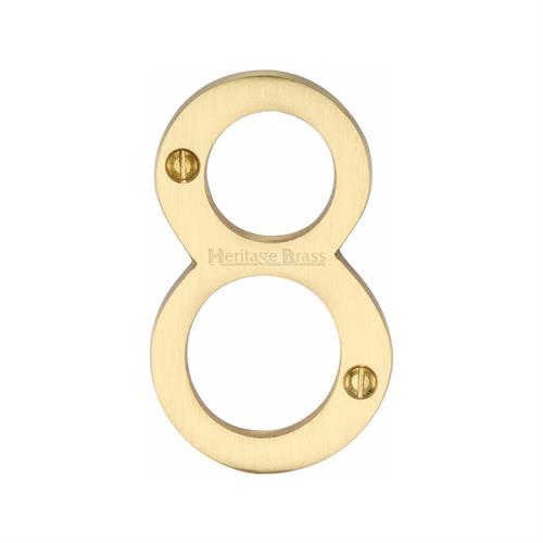 Heritage Brass C1560 8-SB Numeral 8 Face Fix 76mm (3) Satin Brass finish