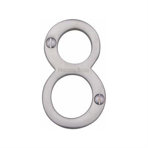 Heritage Brass C1560 8-SC Numeral 8 Face Fix 76mm (3) Satin Chrome finish