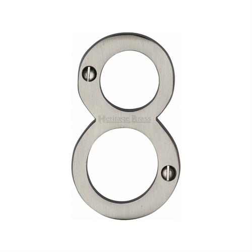 Heritage Brass C1560 8-SN Numeral 8 Face Fix 76mm (3) Satin Nickel finish