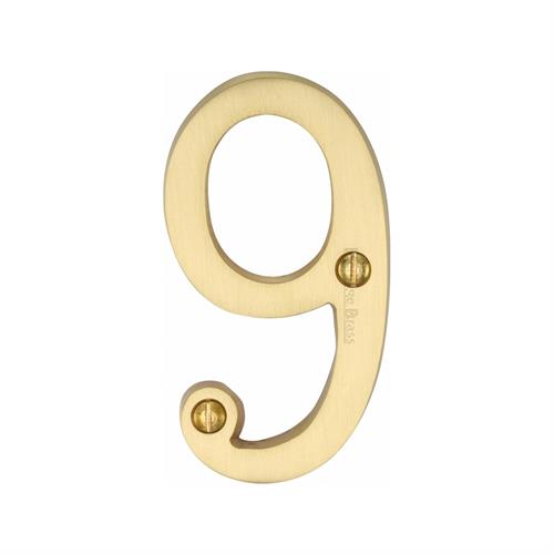 Heritage Brass C1560 9-SB Numeral 9 Face Fix 76mm (3) Satin Brass finish
