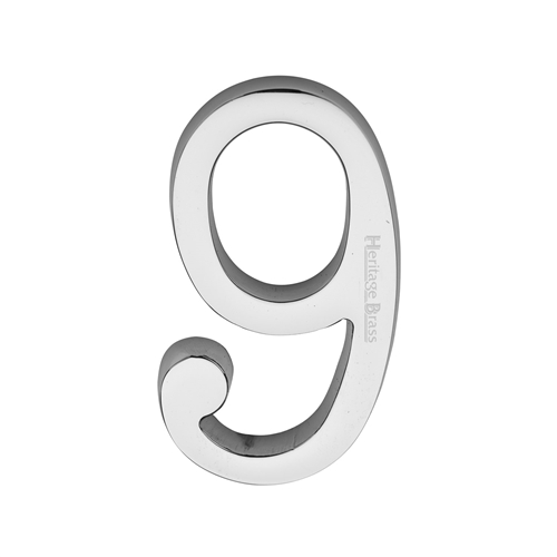 Heritage Brass Numeral 9 Concealed Fix 76mm (3) Polished Chrome