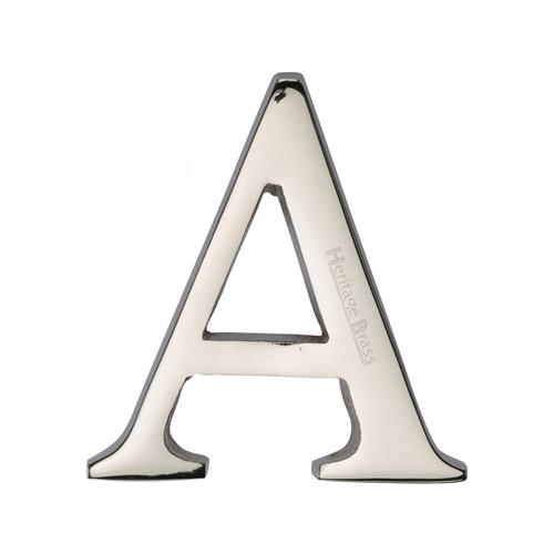 Heritage Brass C1565 2 A-PNF Alphabet A Pin Fix 51mm (2) Polished Nickel Finish
