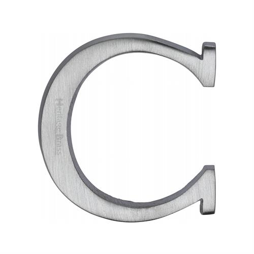 Heritage Brass C1565 2 C-SC Alphabet C Pin Fix 51mm (2) Satin Chrome Finish