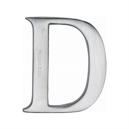 Heritage Brass C1565 2 D-SC Alphabet D Pin Fix 51mm (2) Satin Chrome Finish