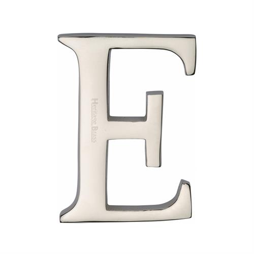 Heritage Brass C1565 2 E-PNF Alphabet E Pin Fix 51mm (2) Polished Nickel Finish