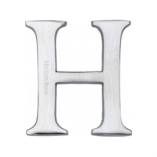 Heritage Brass C1565 2 H-SC Alphabet H Pin Fix 51mm (2) Satin Chrome Finish