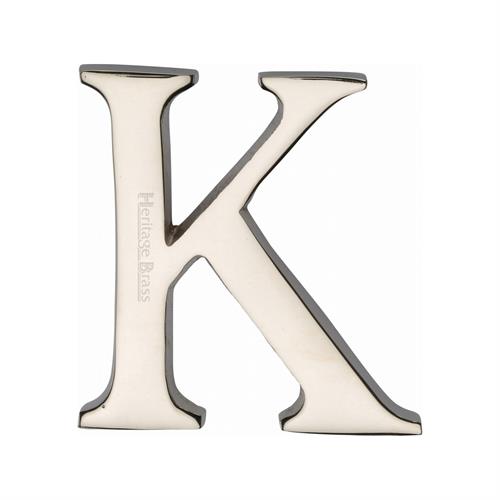 Heritage Brass C1565 2 K-PNF Alphabet K Pin Fix 51mm (2) Polished Nickel Finish