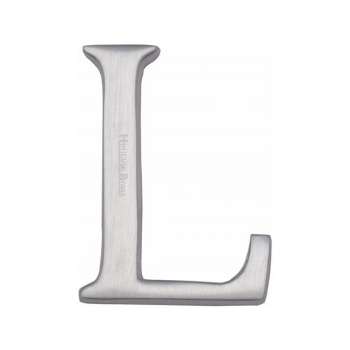 Heritage Brass C1565 2 L-SC Alphabet L Pin Fix 51mm (2) Satin Chrome Finish